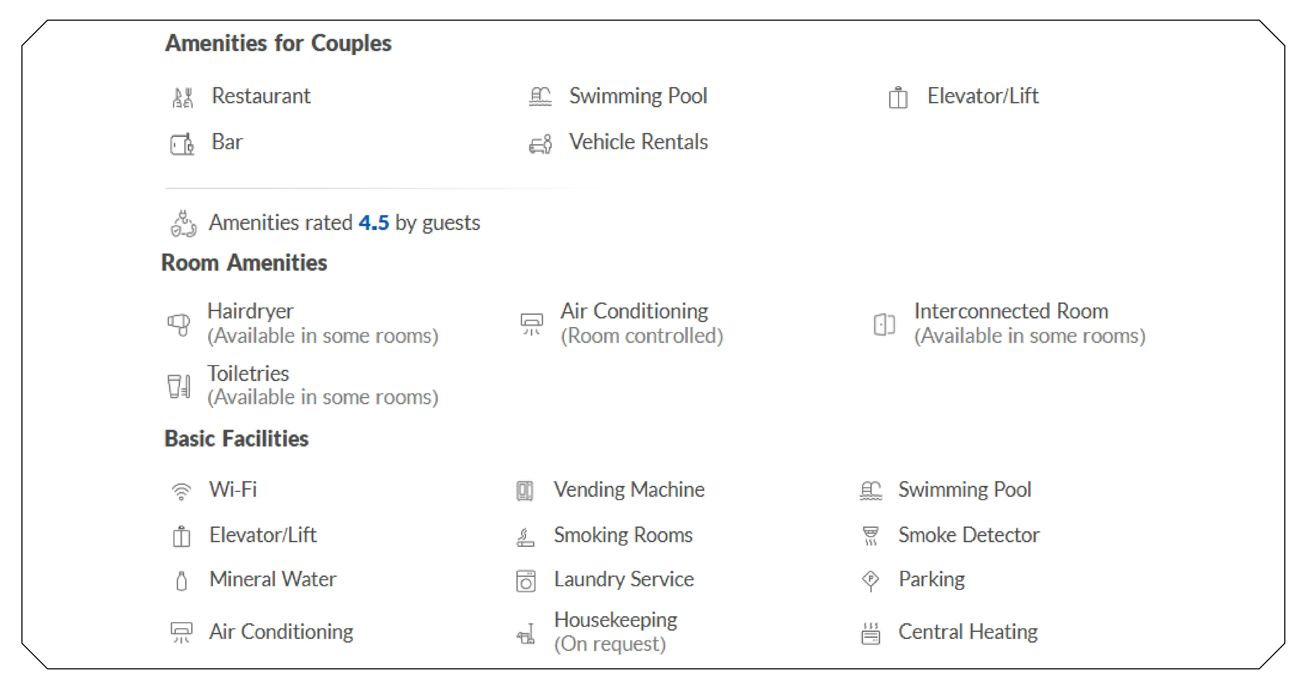 Tracking Hotel Amenities and Guest Preferences
