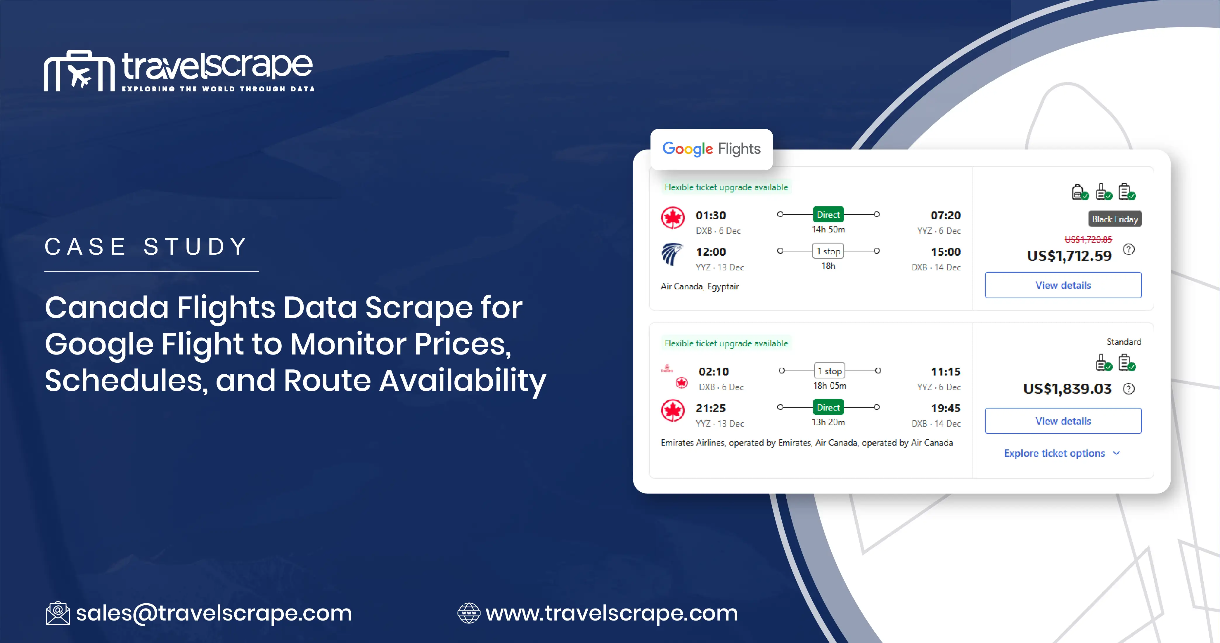 Canada Flights Data Scrape for Google Flight to Monitor Prices, Schedules, and Route Availability